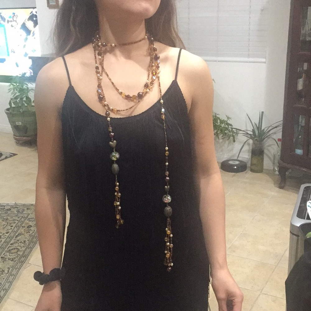 Long beaded neck decoration necklace